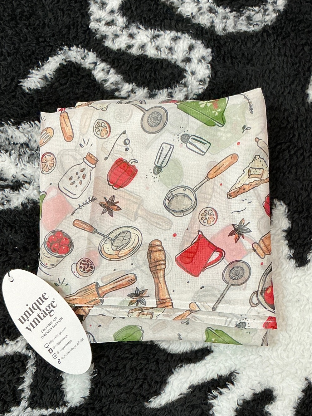 Unique Vintage Retro Kitchen Print Hair Scarf